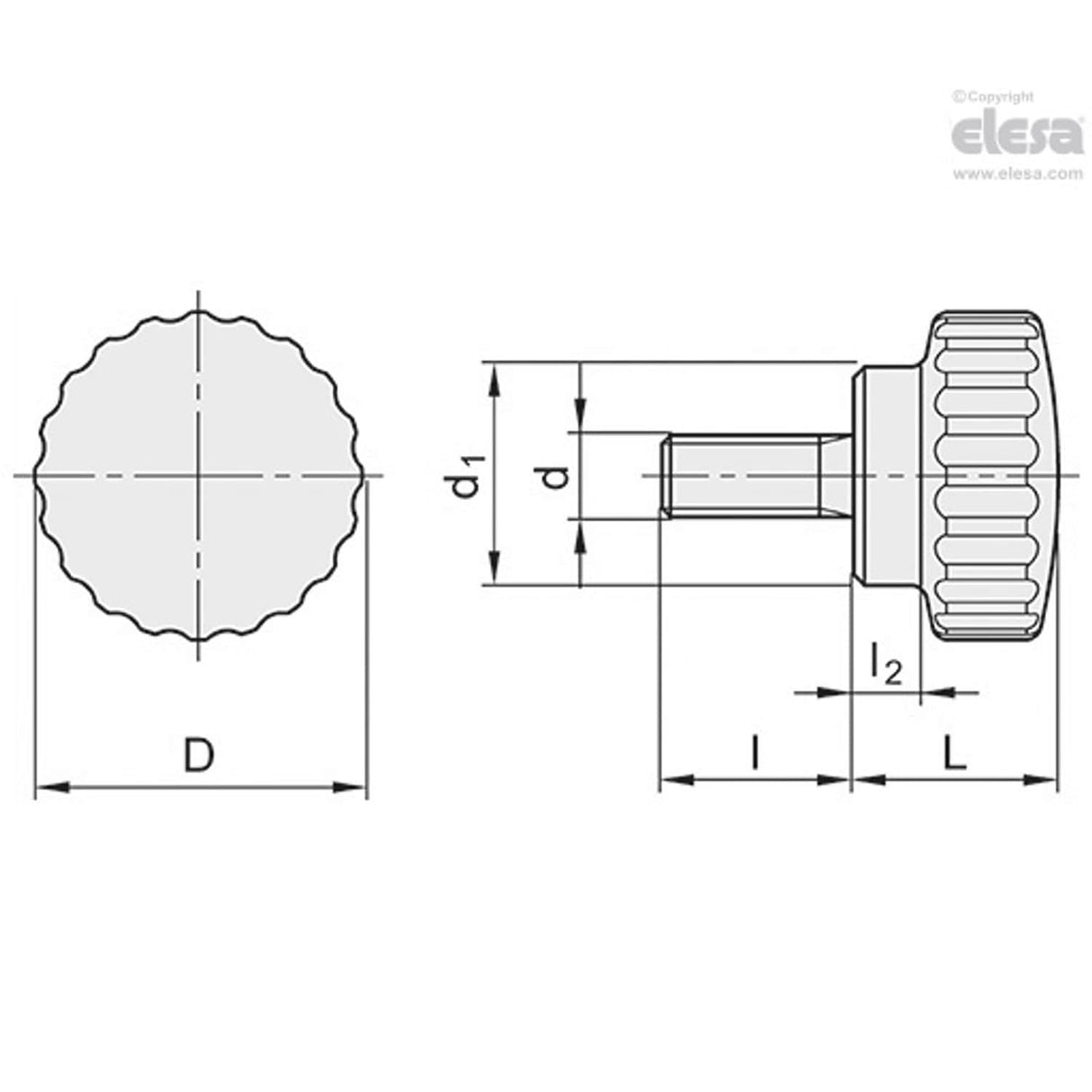 Knurled grip knob-BM.193/20 SST-p-M5x16