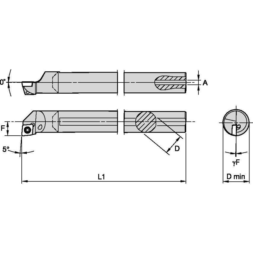 L08KSCLPR06 S Clamping Boring Bar D8, 0MM L