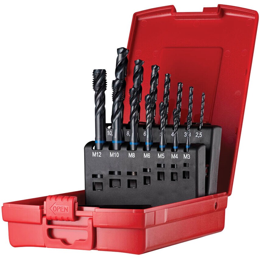 L114305 M3-M12 HSS-E 14PC Sp/Fl Tap & Drill Set