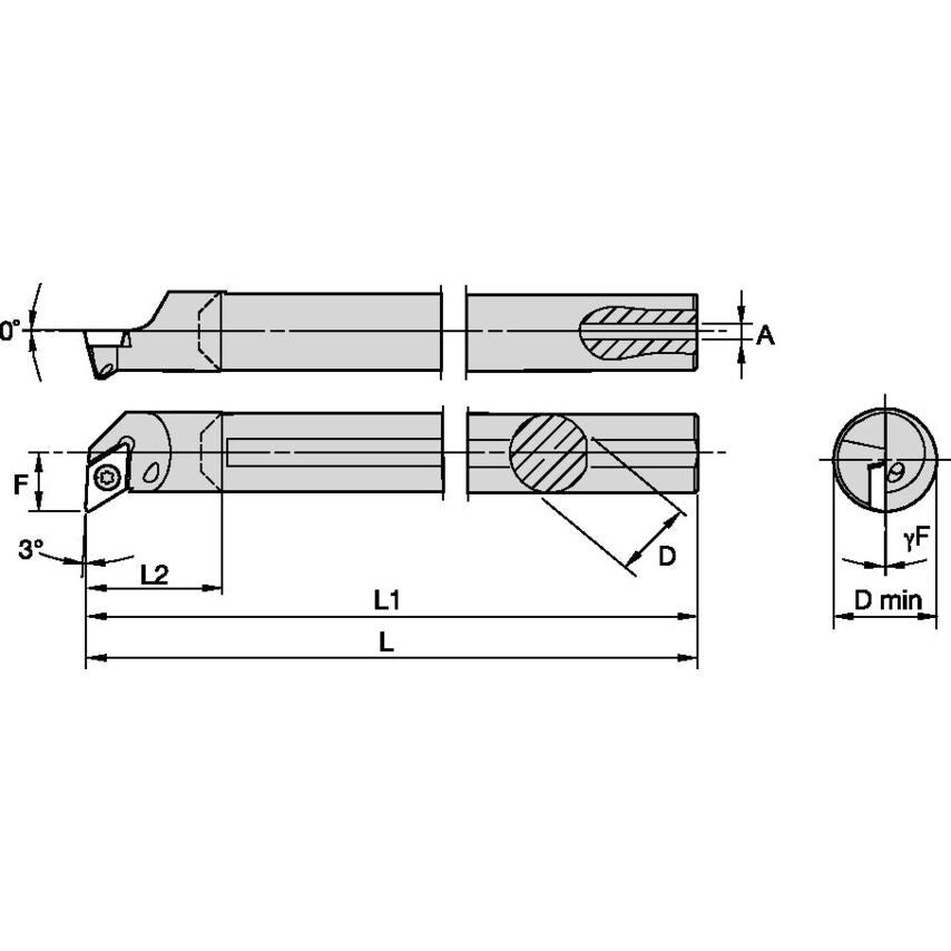 L12QSDUPL07 S Clamping Boring Bar D12, 0MM