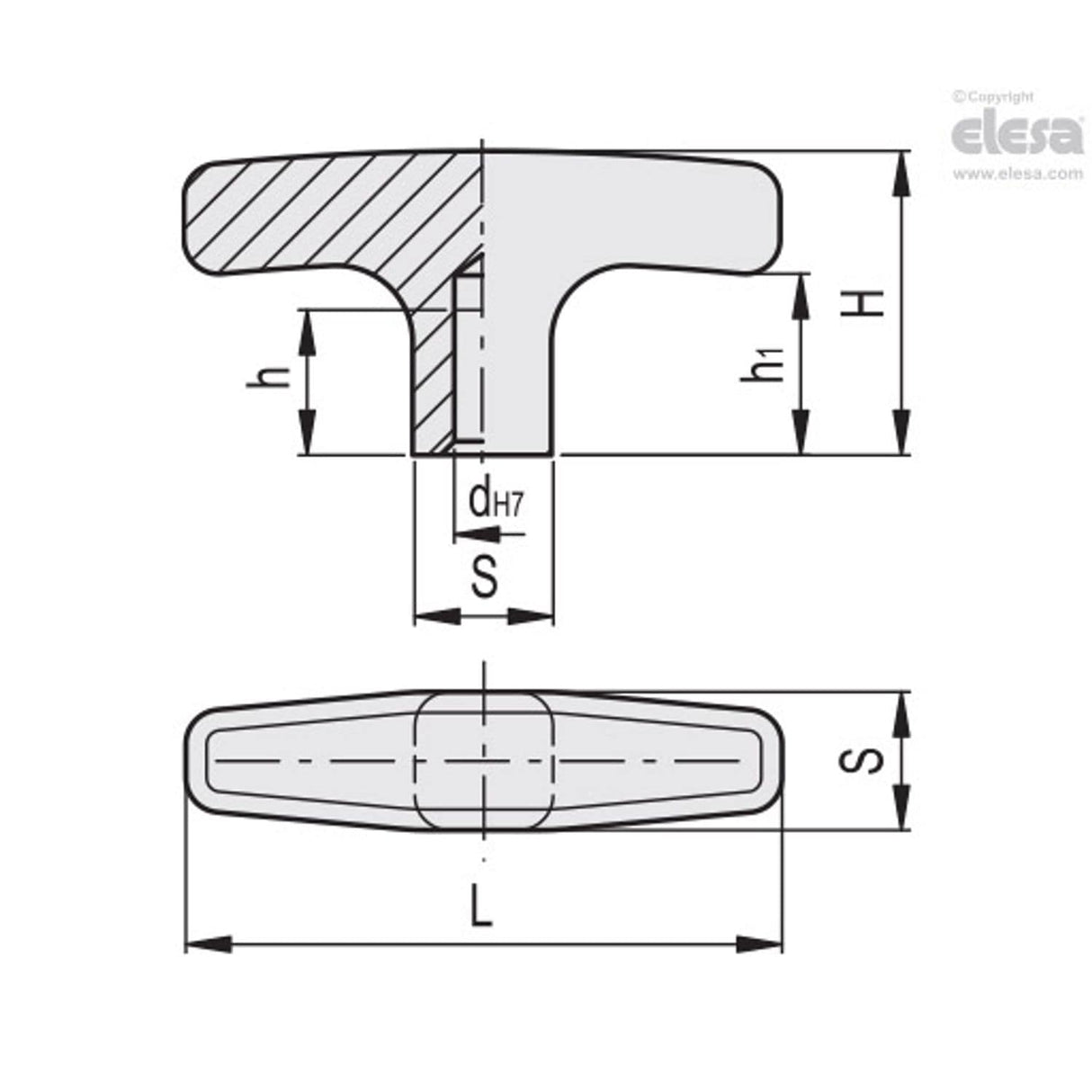 L652M T-Handles Aluminium L.652-M-AL-80-B8-C9