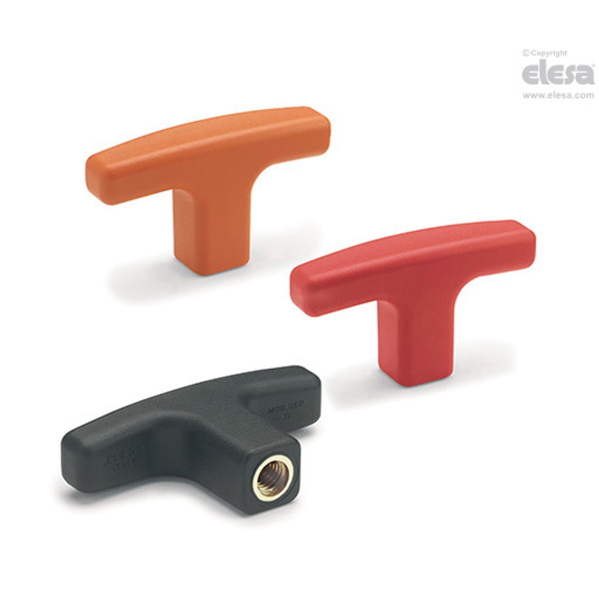 L652 T-Handles Technopolymer Plain or threaded hole L.652/40 B-6-C9