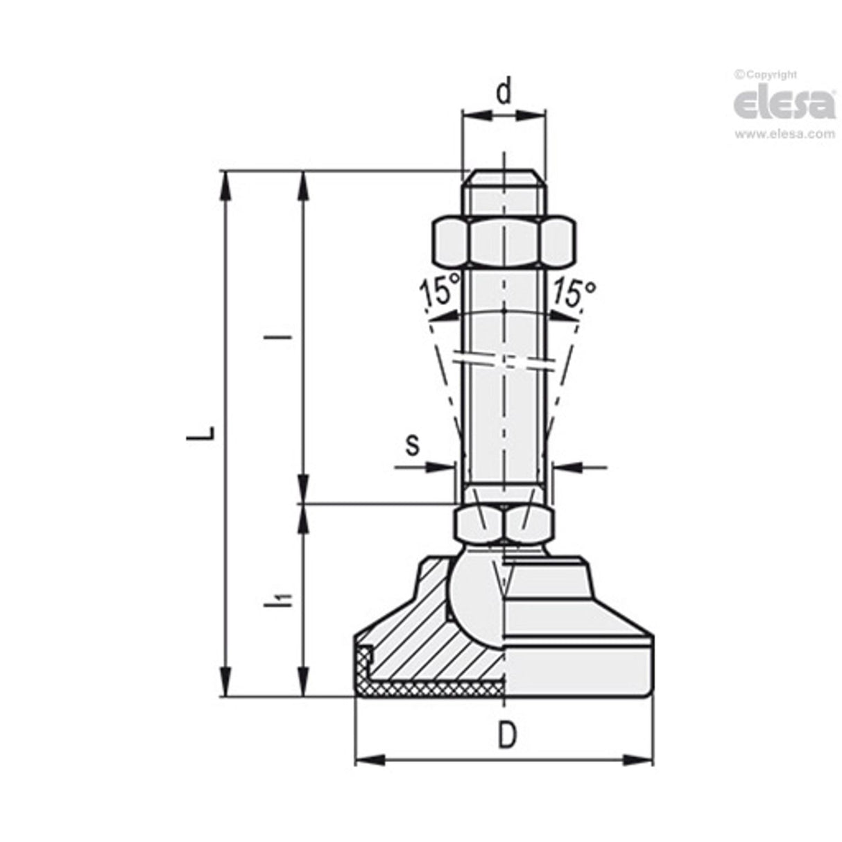 LMTR Levelling feet Steel or stainless steel base and stem LM.25-SST M10x80-TR