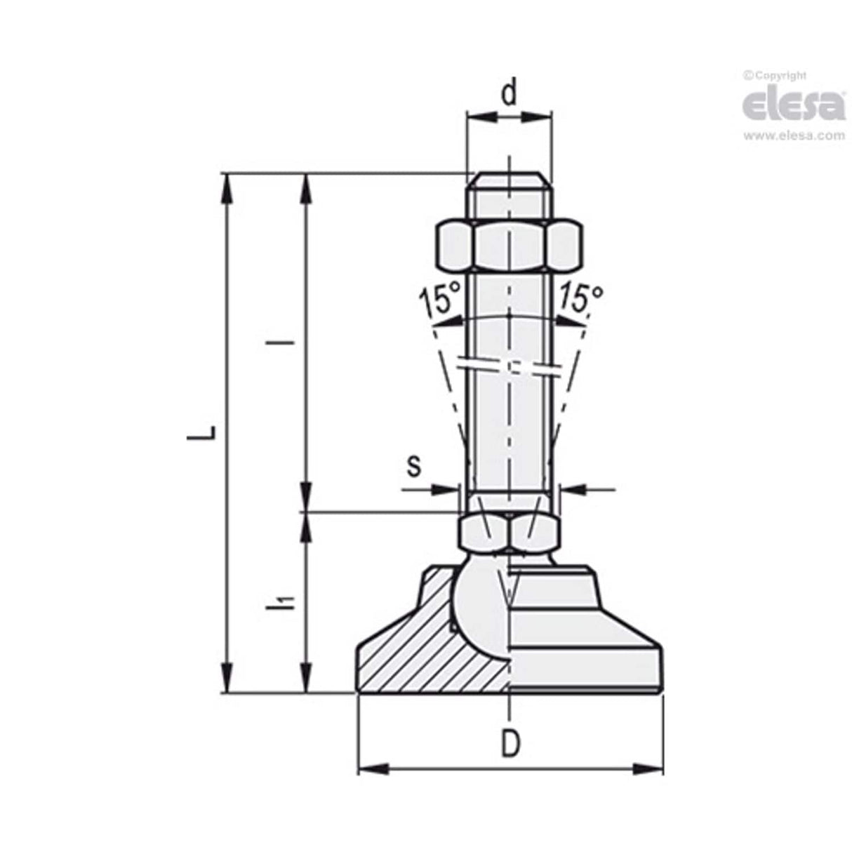 LM Levelling feet Steel or stainless steel base and stem LM.25-SST M6x40