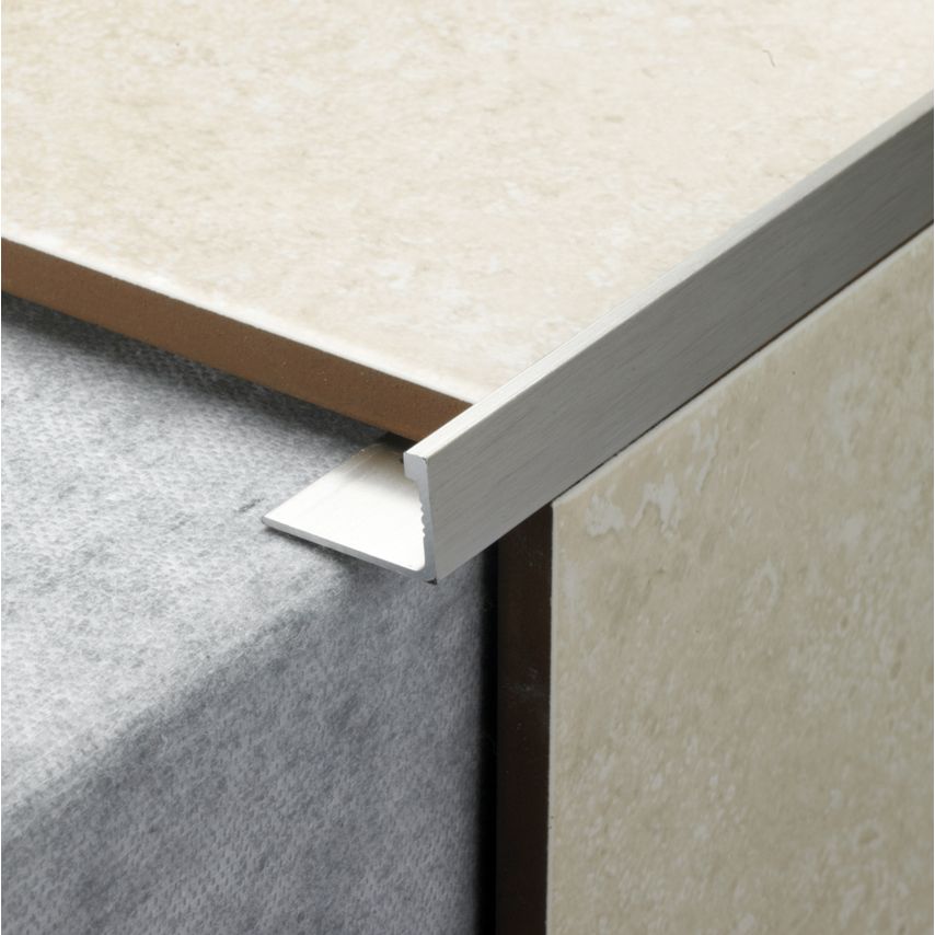 L Shape Tile Trim 2.4m x 10mm Stainless SteeL Effect