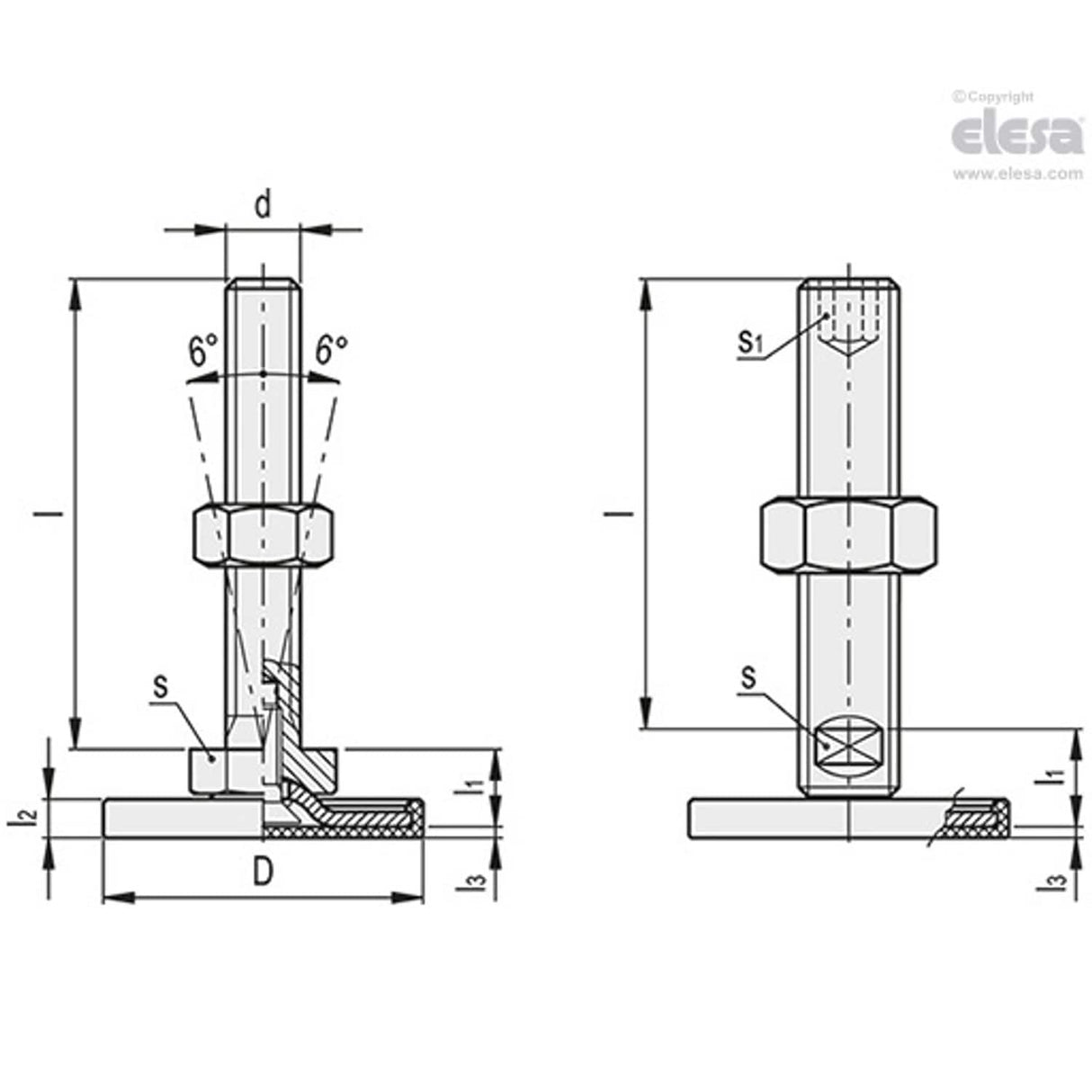 Levelling feet-LMP.40-M12x100-TR