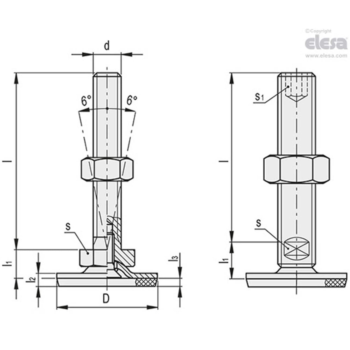 Levelling feet-LMP.40-M8x63-TV