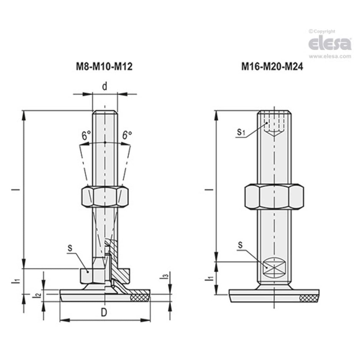 Levelling feet-LMP.40-SST-M12x100-TV