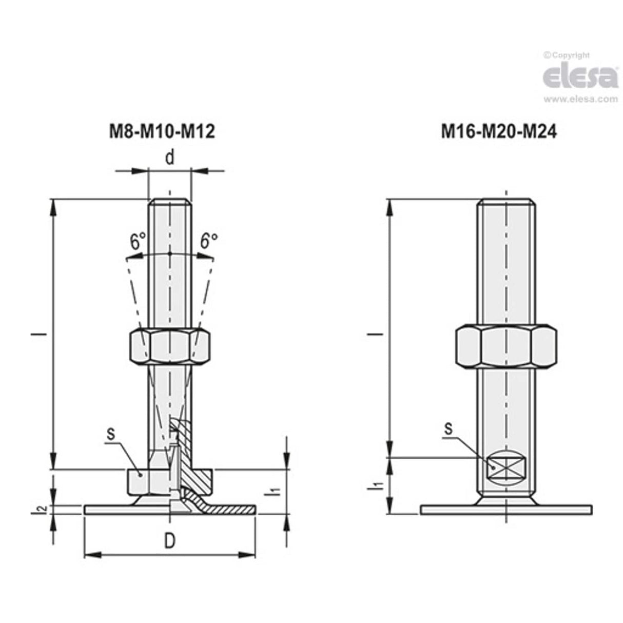 Levelling feet-LMP.80-A4-M10x50