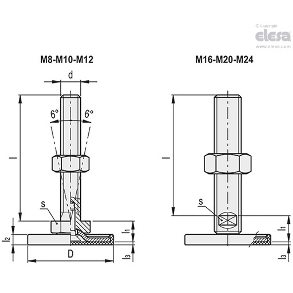 Levelling feet-LMP.80-A4-M8x50-TR