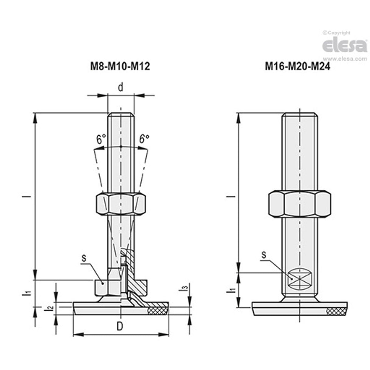 Levelling feet-LMP.80-A4-M8x63-TV