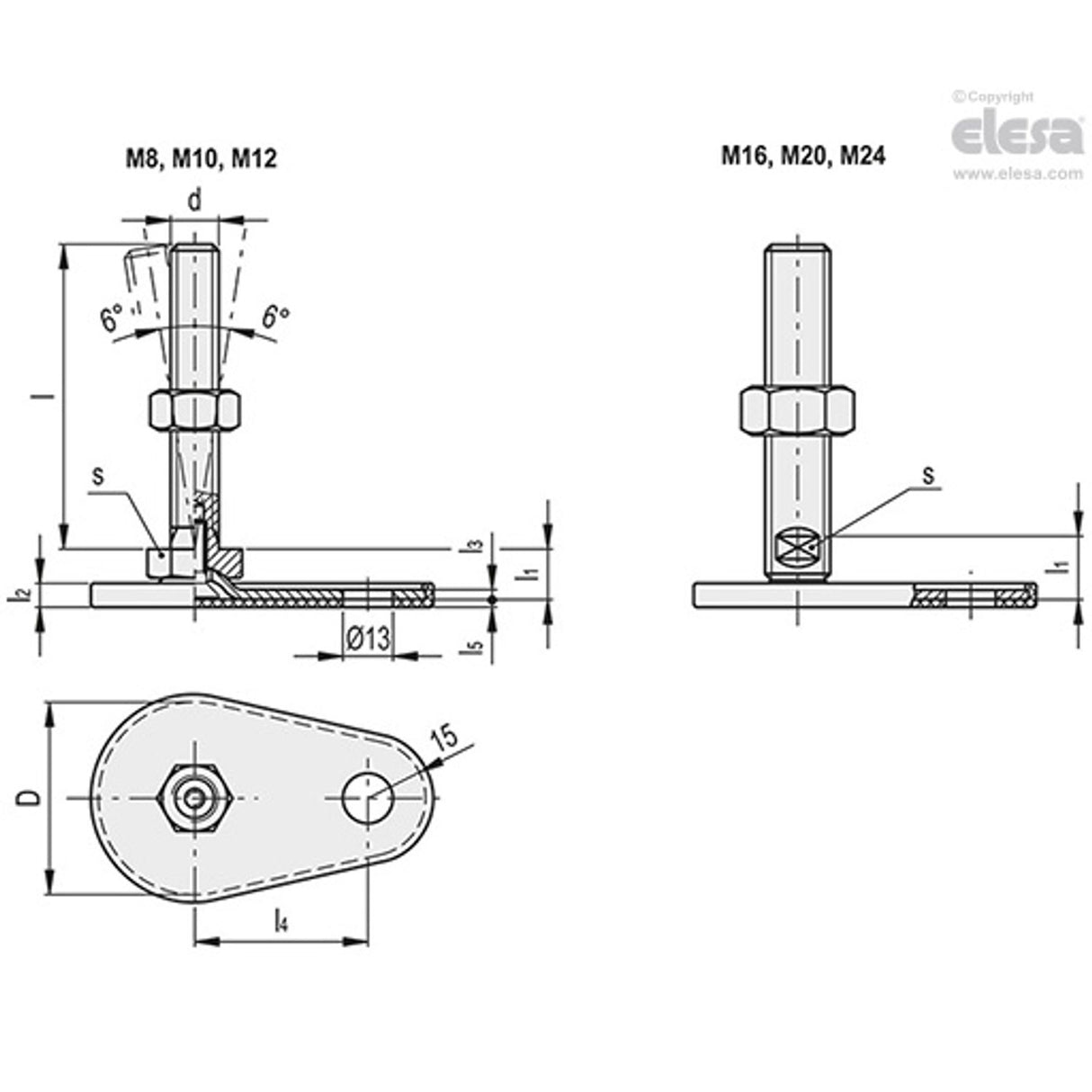 Levelling feet-LMP.F-50-A4-M8x63-TR