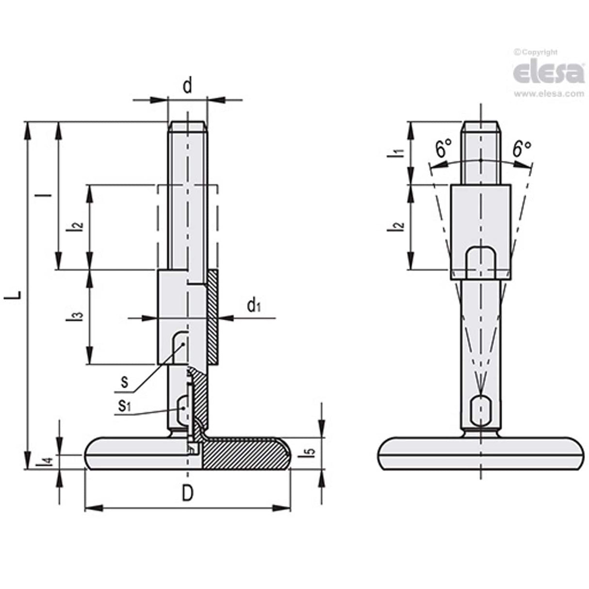 Levelling feet-LMRS.60-SST-M16x200