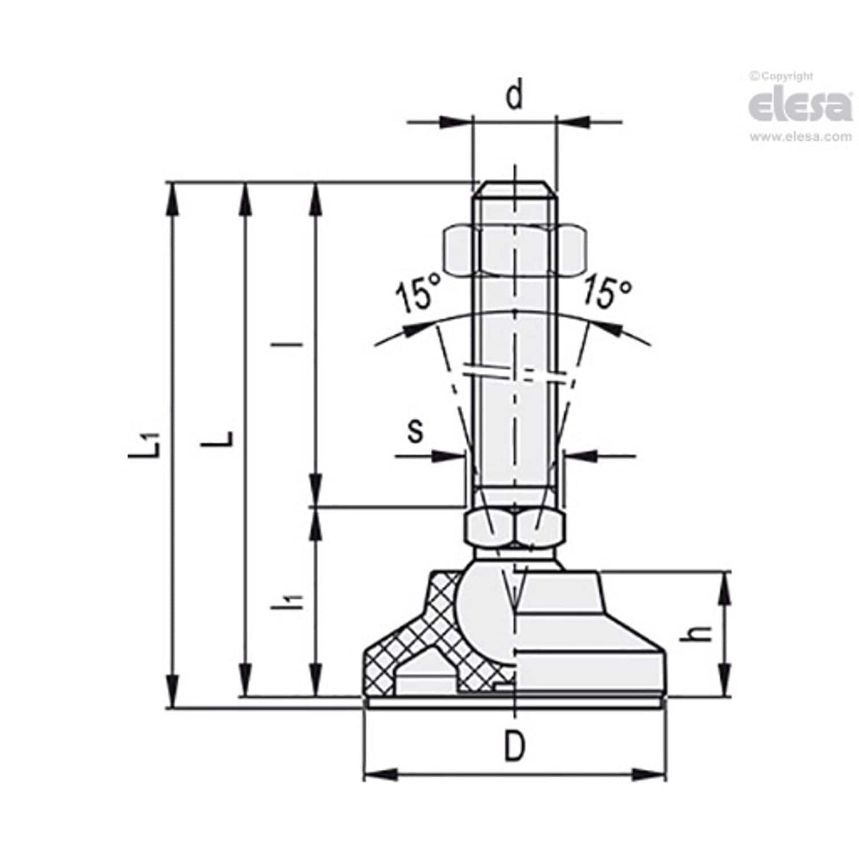 Levelling feet-LS.A-32-14-AS-SST-M10x98