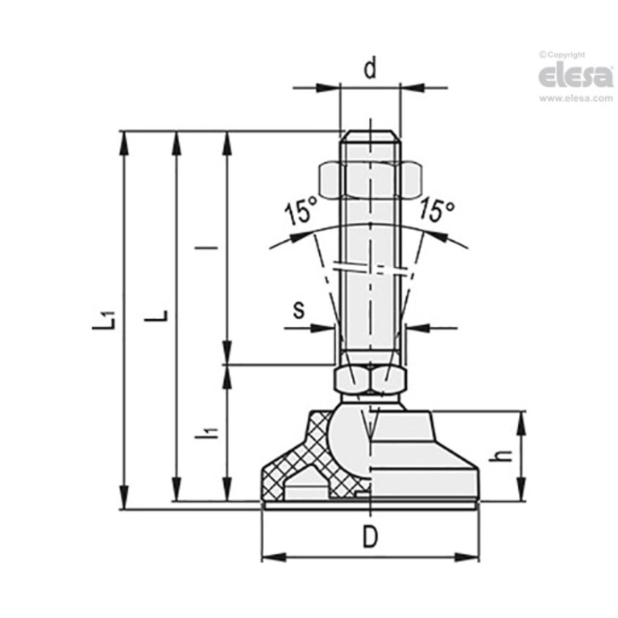 Levelling feet-LS.A-40-PP-14-AS-SST-M14x68