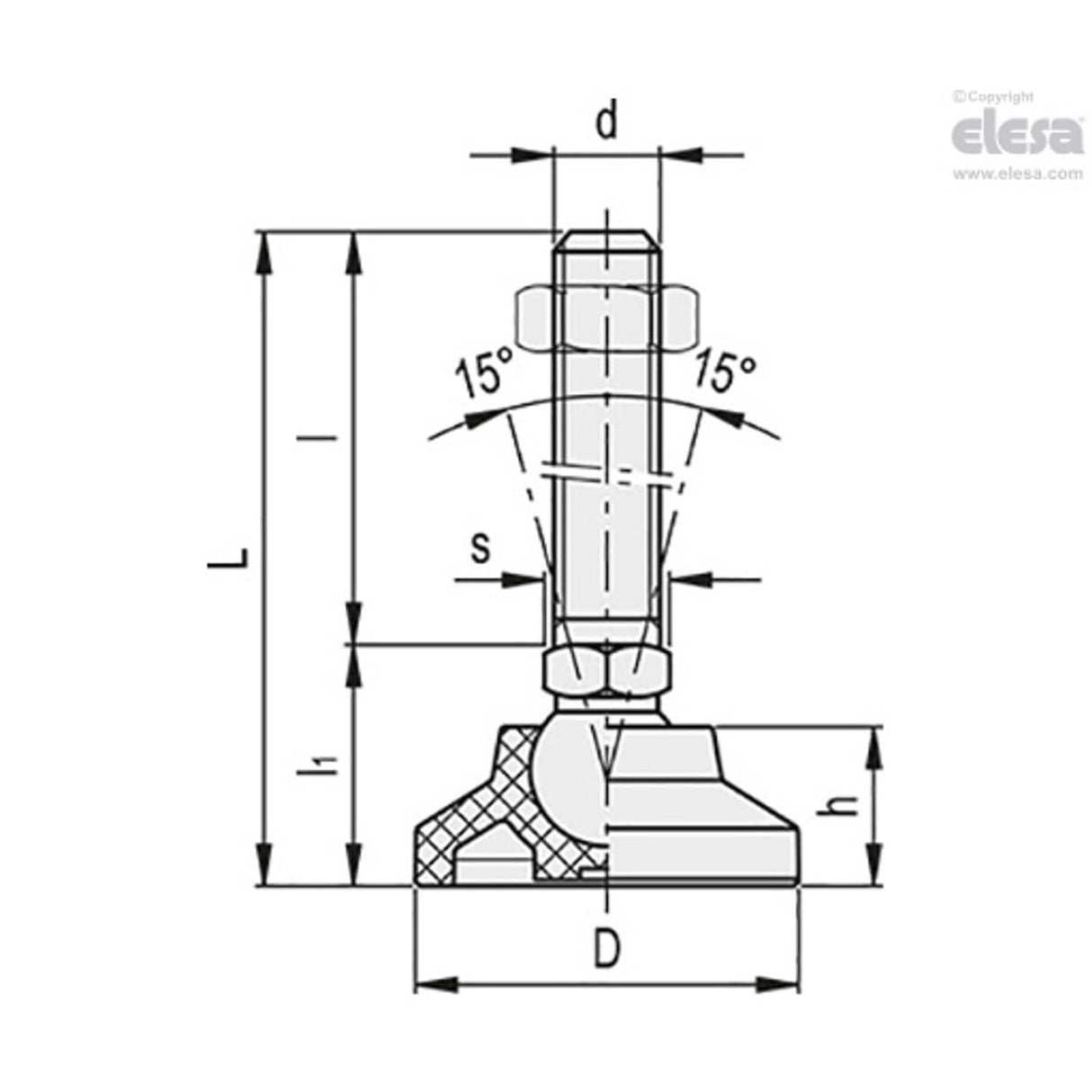 Levelling feet-LS.A-60-PP-14-SST-M14x68