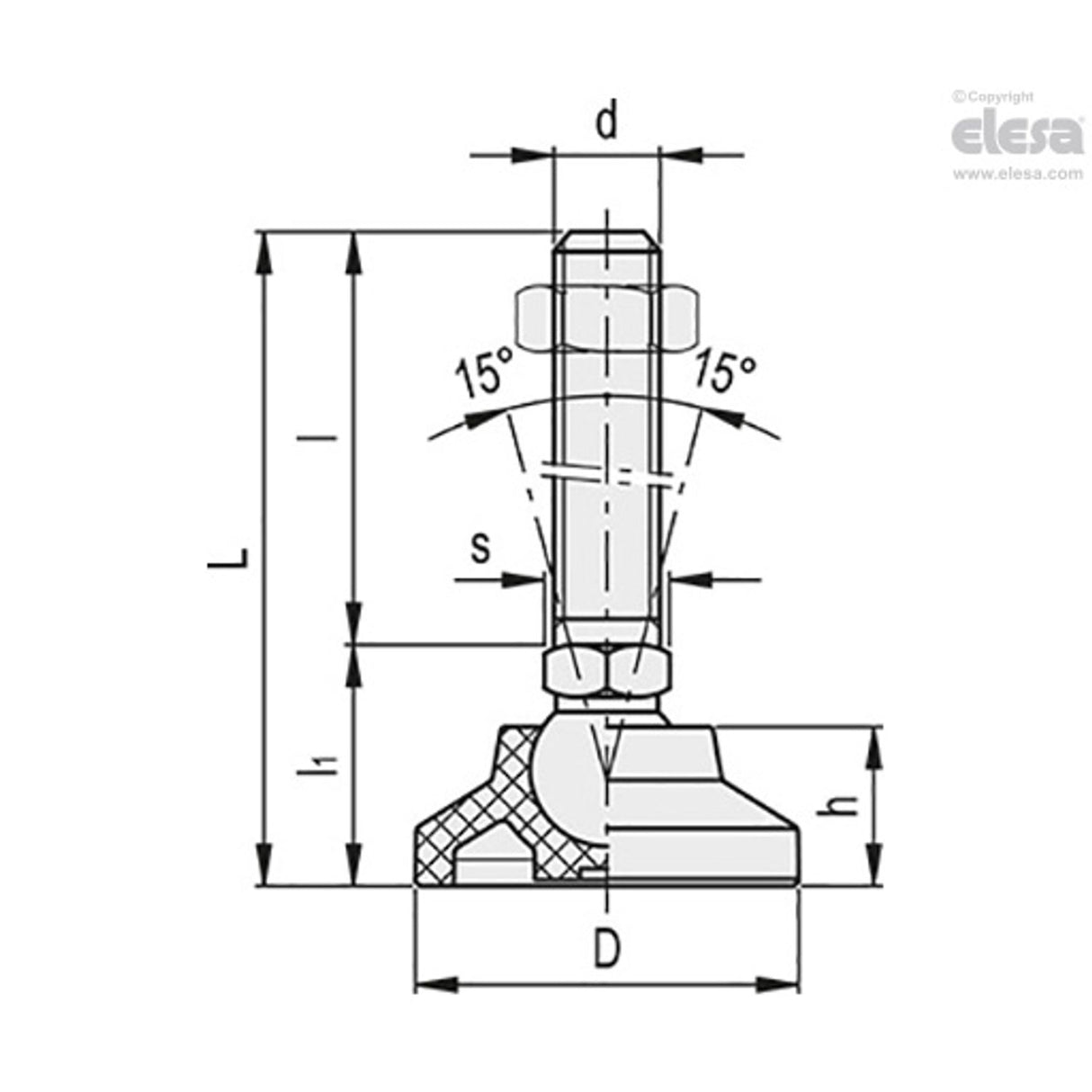 Levelling feet-LS.A-60-PP-14-SST-M8x43