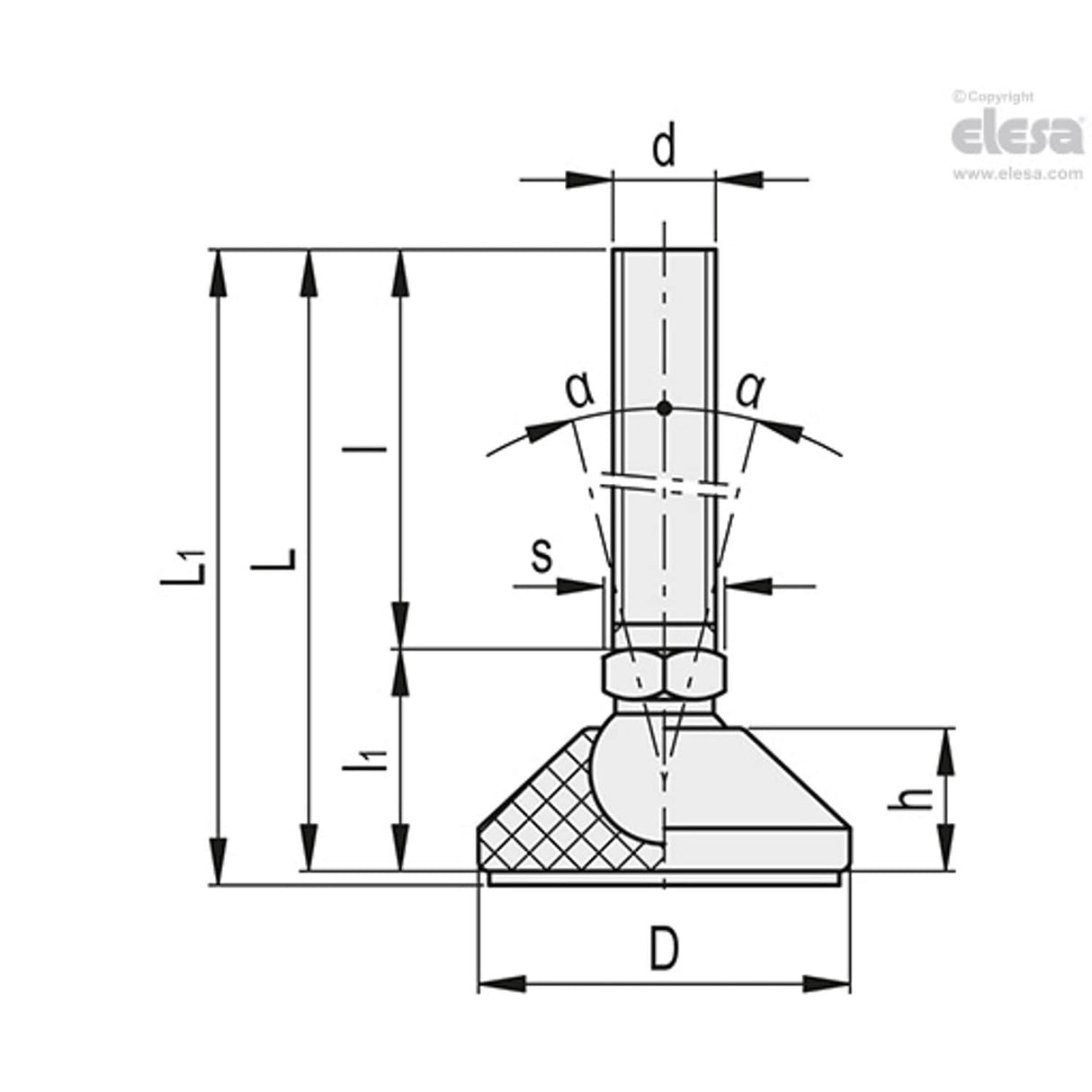 Levelling feet-LSX.A-40-10-AS-M10x100