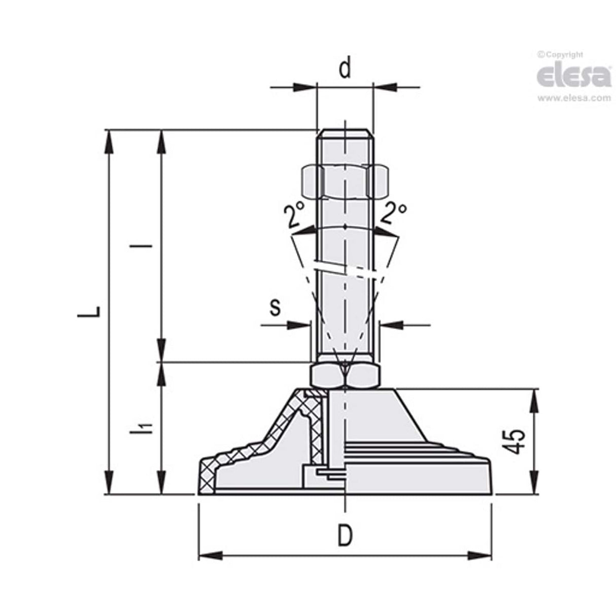 Levelling feet-LV.A-125-APS-M24x155
