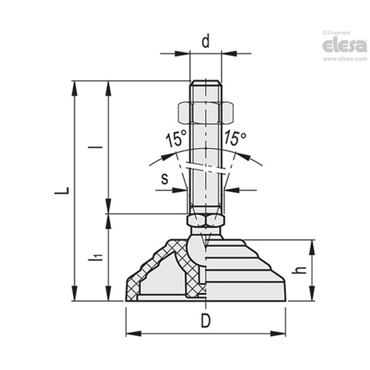 Levelling feet-LV.A-70-14-SST-M14X148