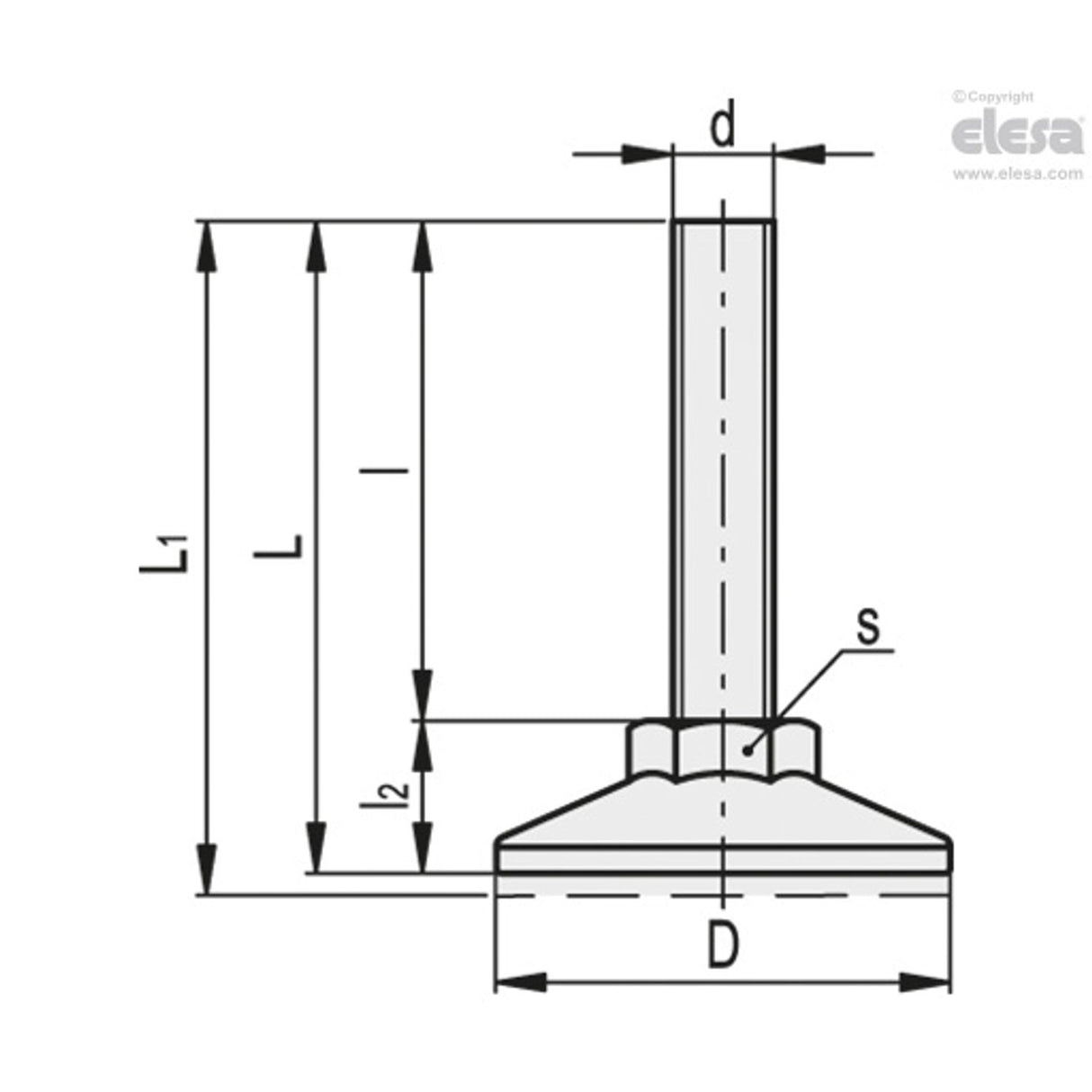 Levelling feet-LX.40-SW17-AS-M8x50