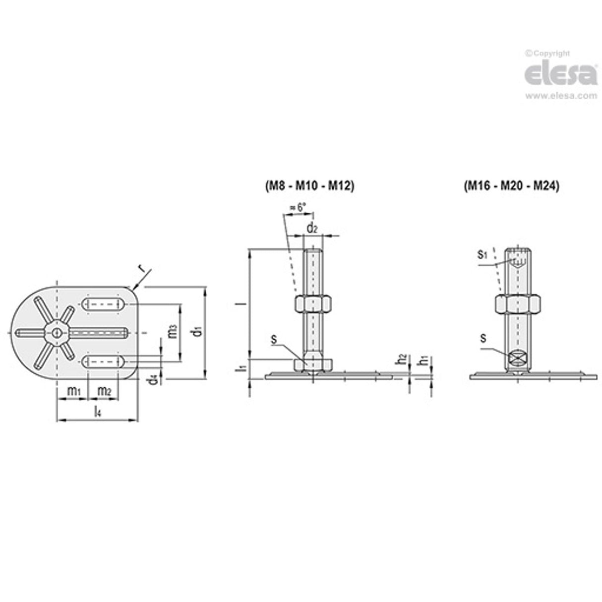 Levelling feet, ground mounting-LMD.F-2SL-80-M8x40