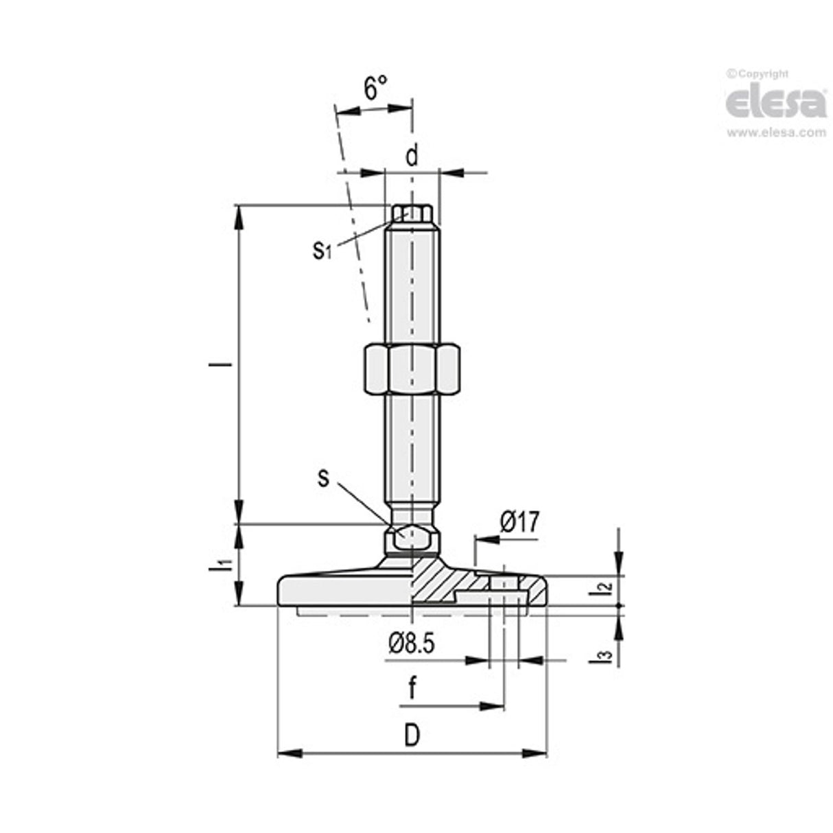 Levelling feet, ground mounting-LMY.F-80-SST-M16x100-EH