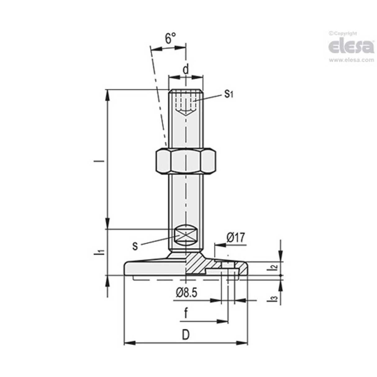 Levelling feet, ground mounting-LMY.F-80-SST-M16x150-HS