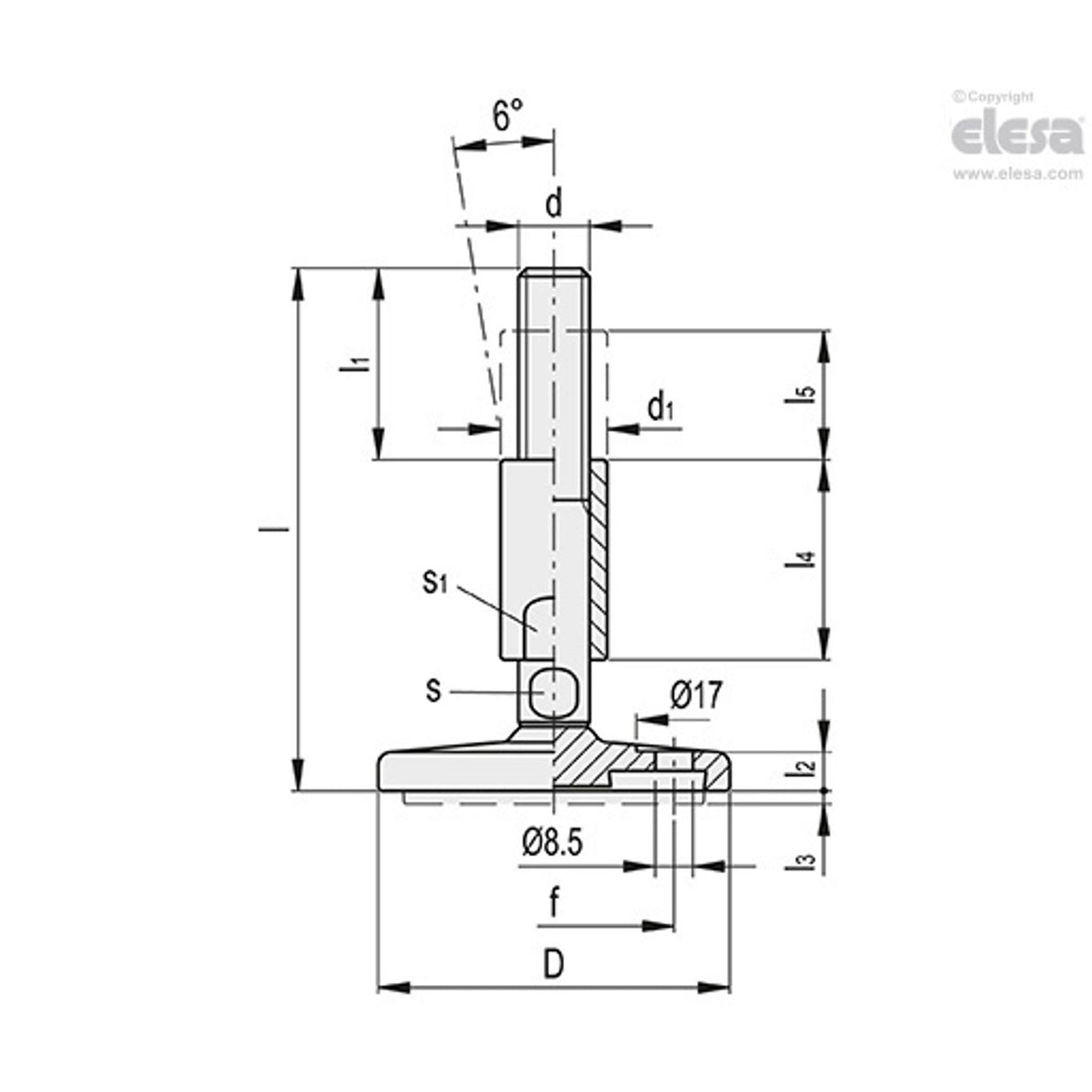 Levelling feet, ground mounting-LMY.F-80-SST-M16x168-HV