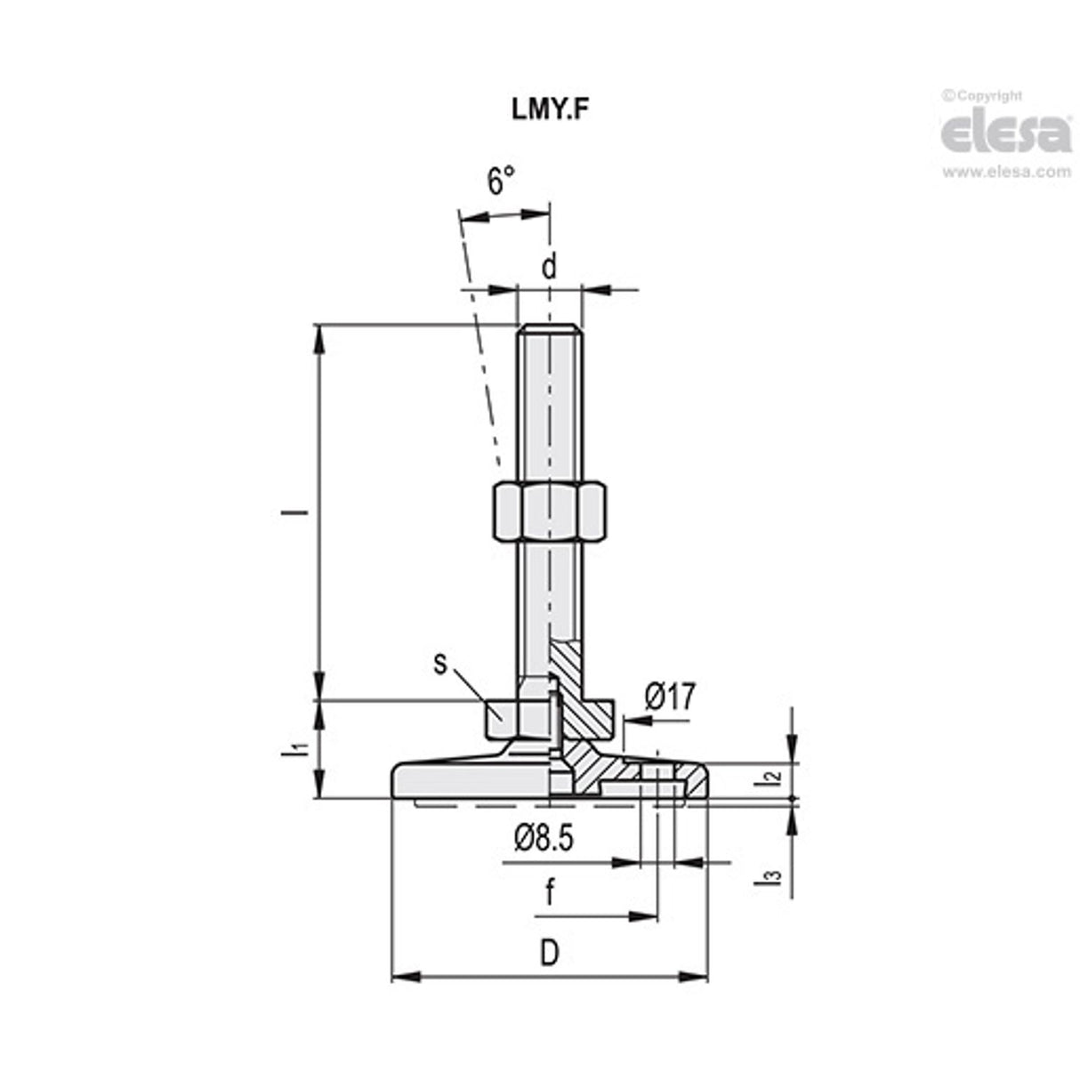 Levelling feet, ground mounting-LMY.F-80-SST-M8x63