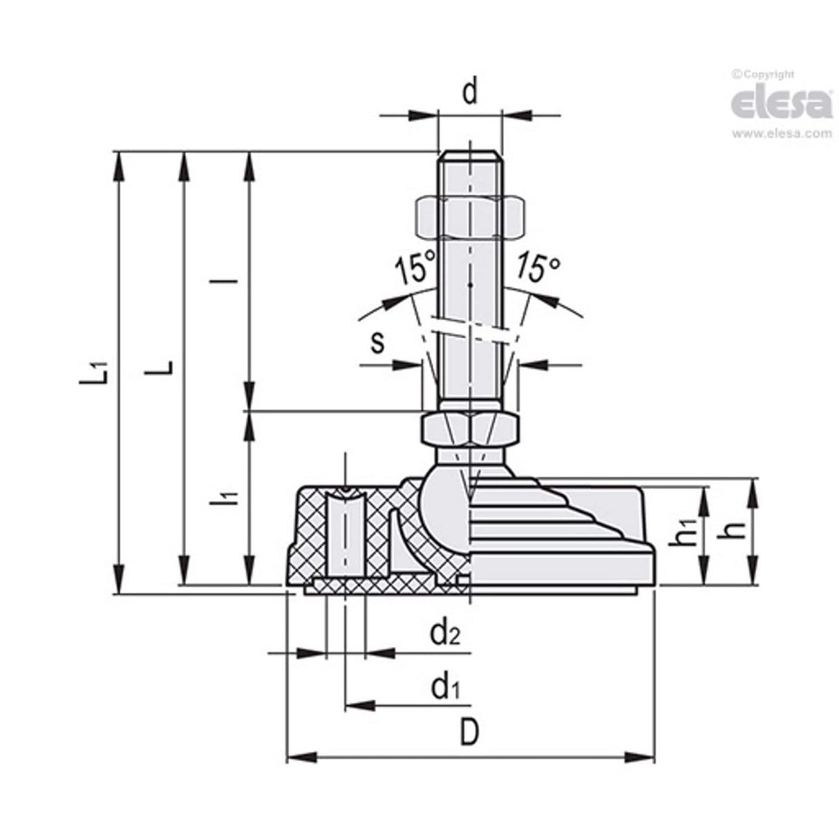 Levelling feet, ground mounting-LV.F-100-14-AS-SST-M10x68