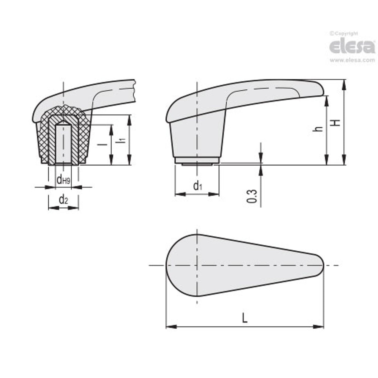 Lever handle-M.180/100 B-8