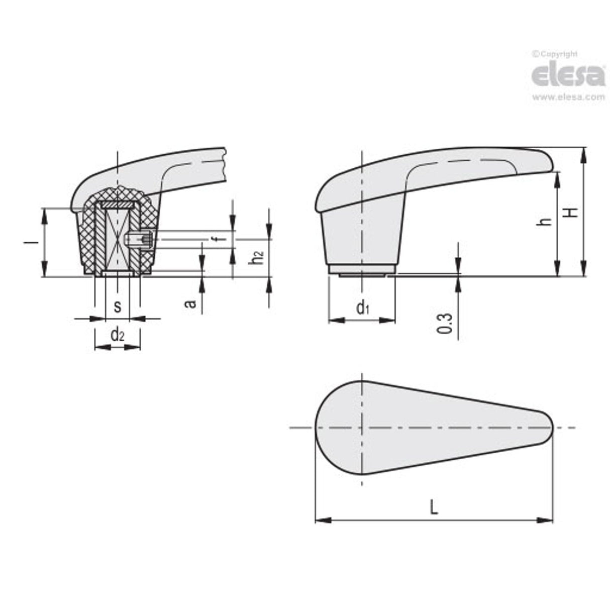 Lever handle-M.180/100 B-8x8