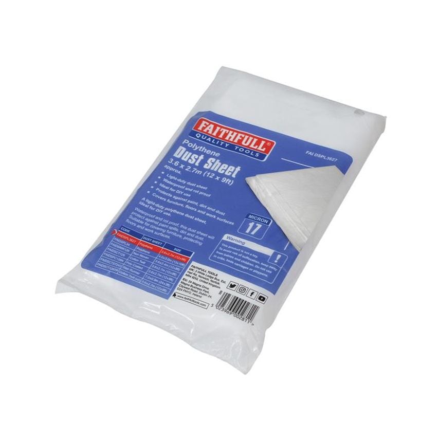Light-Duty Polythene Dust Sheet 3.6 x 2.7m FAIDSPL3627