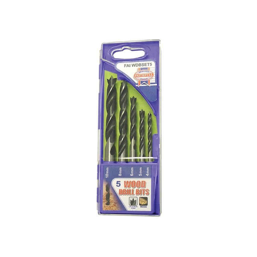 Lip & Spur Wood Drill Bit Set, 5 Piece 4-10mm FAIWDBSET5