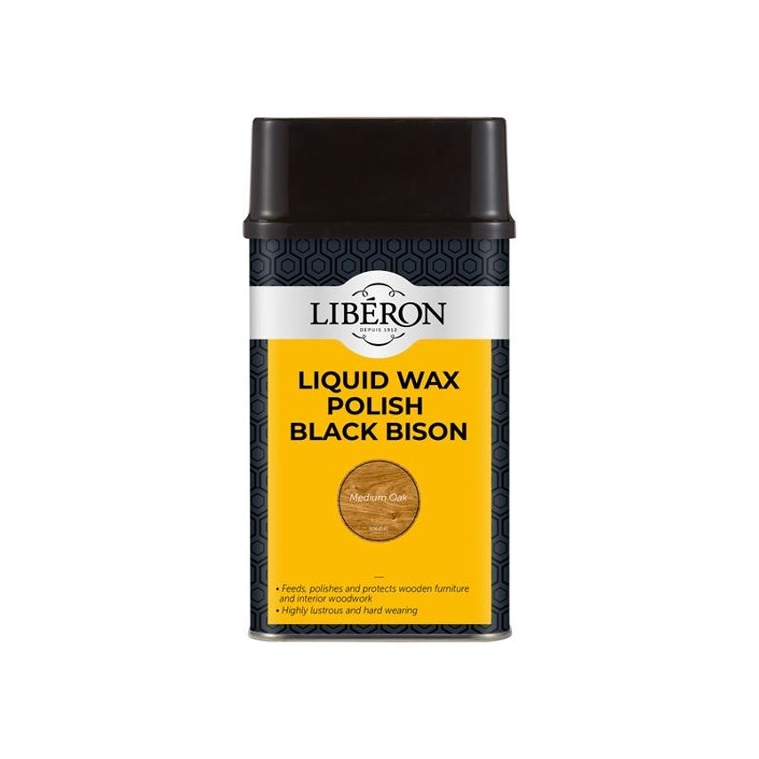 Liquid Wax Polish Black Bison Medium Oak 500ml