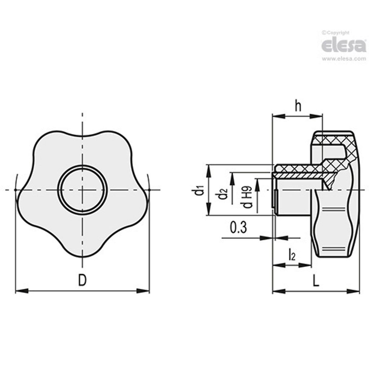 Lobe knob-VCT.32 A-6-C3 Grey