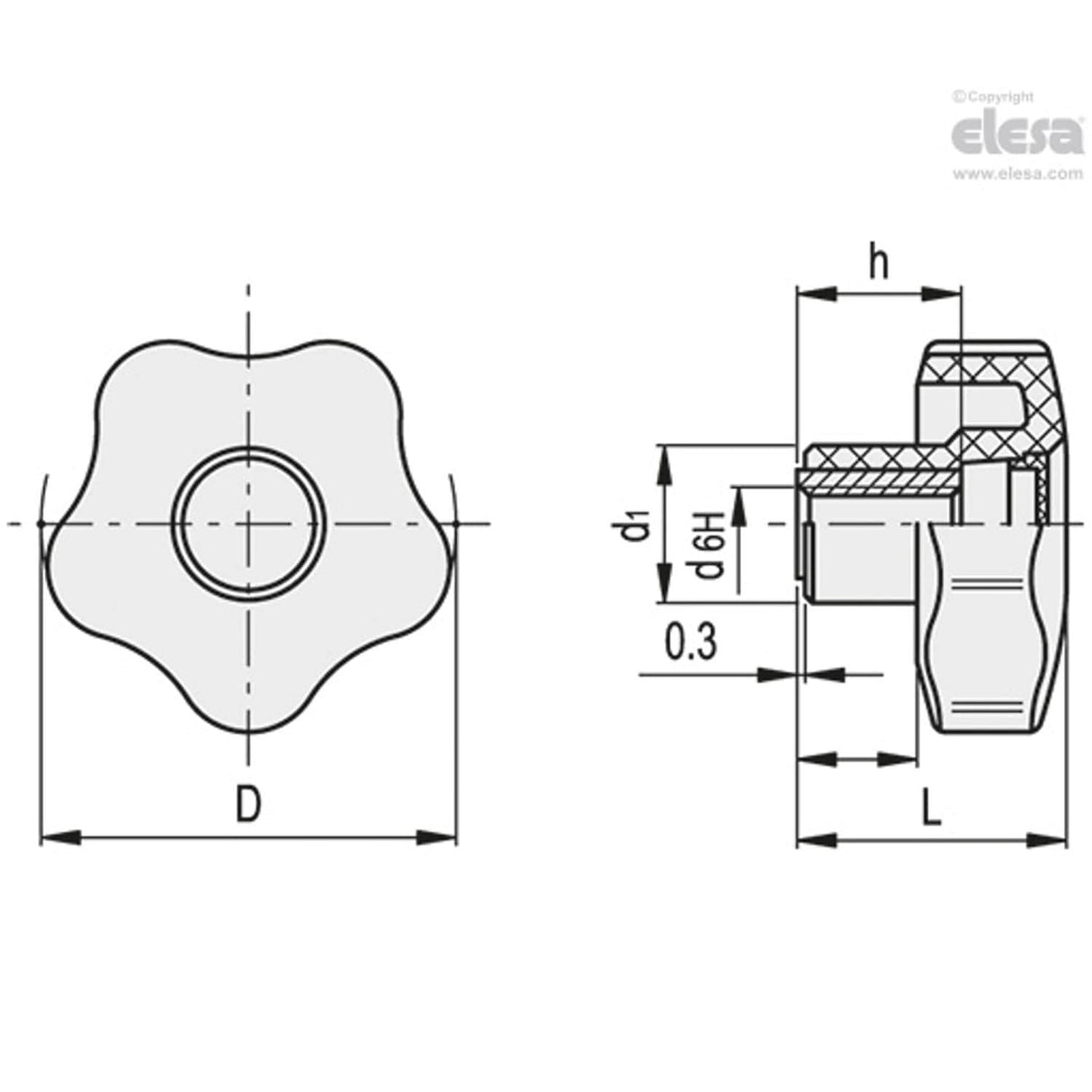 Lobe knob-VCT.32 AZ-M5-C9 Black