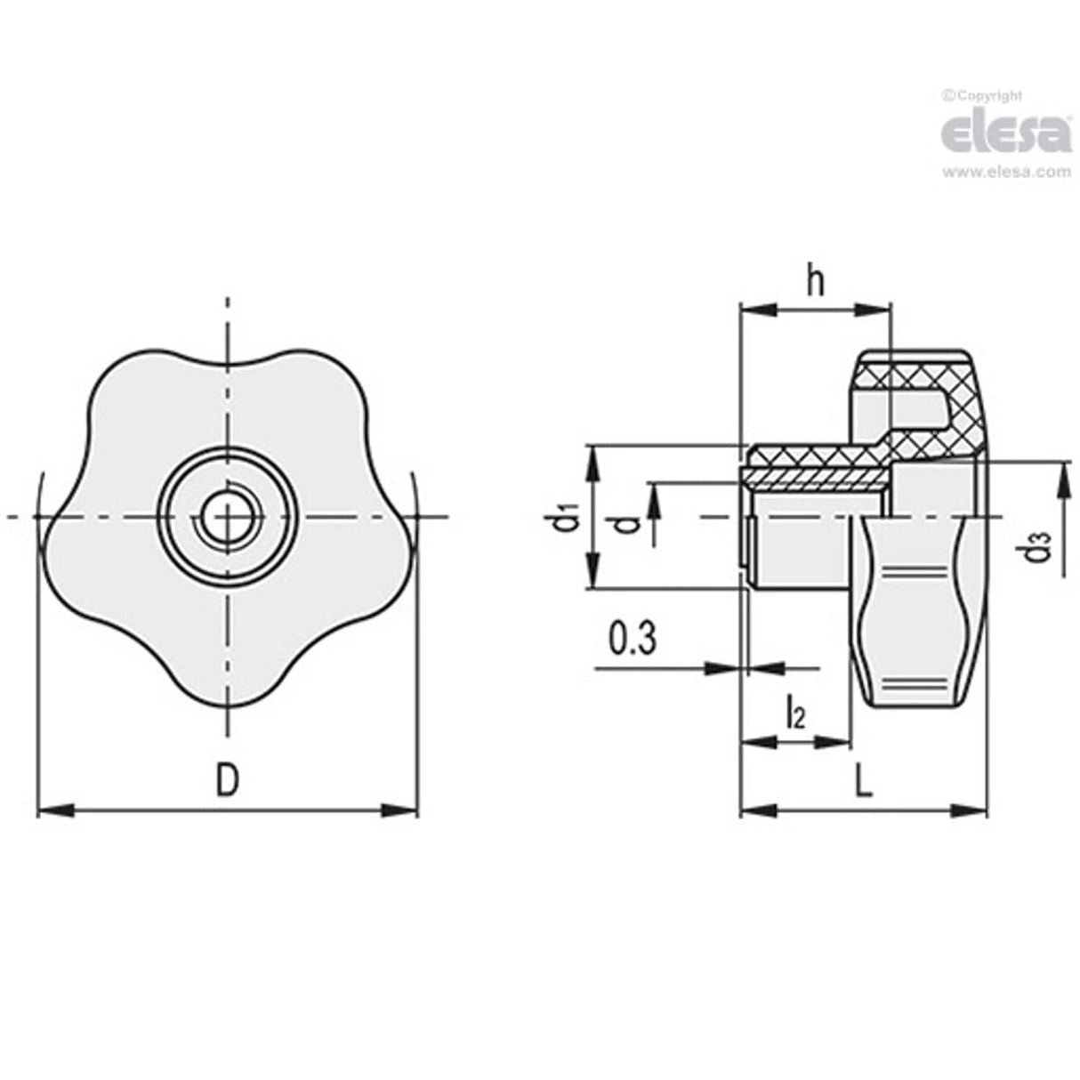 Lobe knob-VCT.50-SST-FP-M10