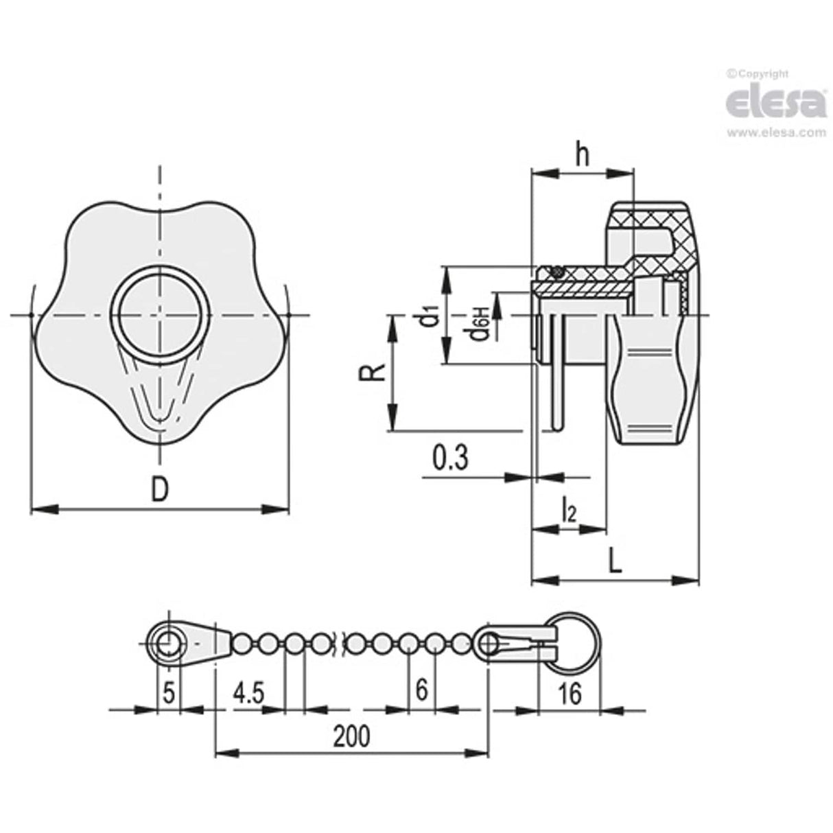 Lobe knob-VCT.50 B-M10-LP-C9 Black