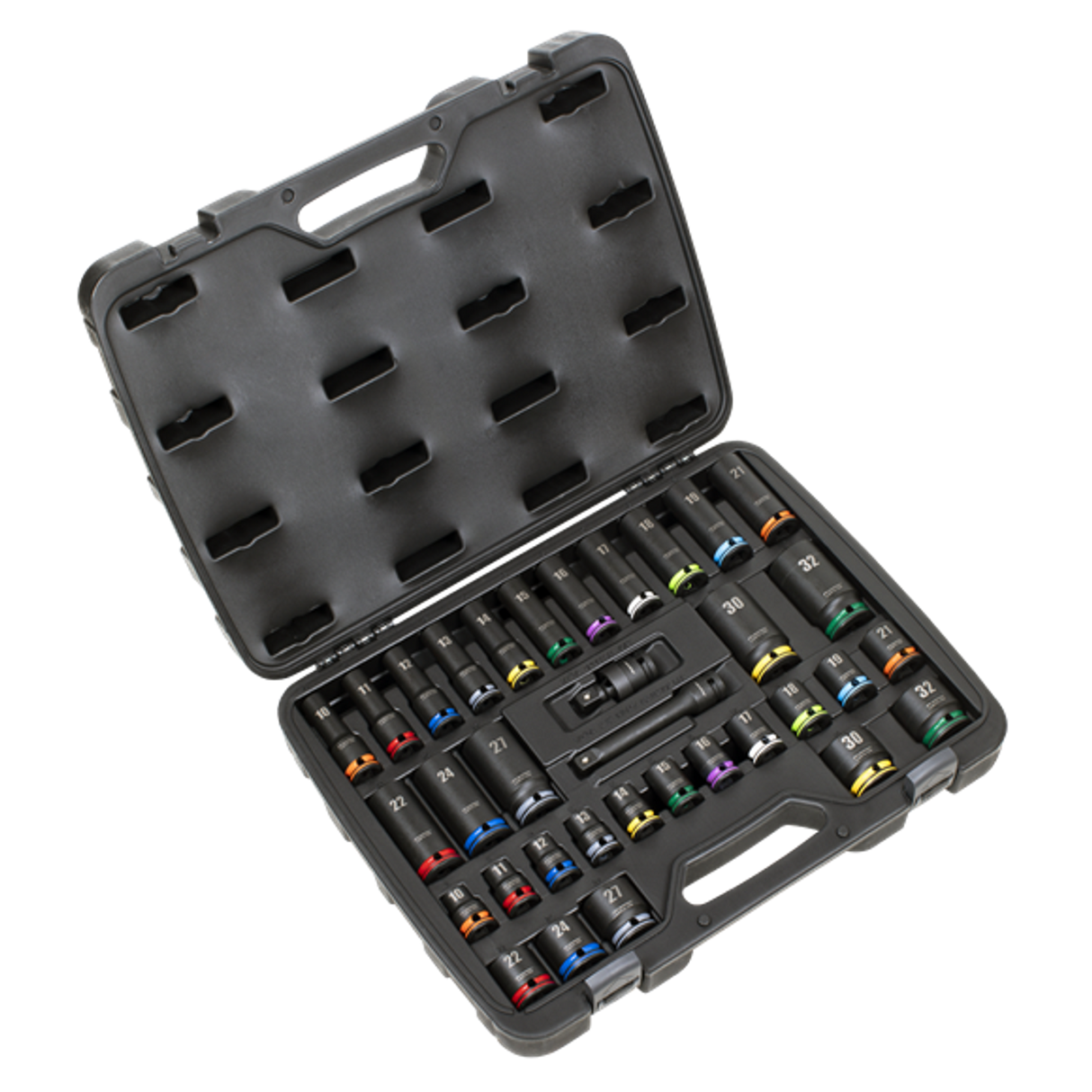 Lock-On Standard & Deep Impact Socket Set - 34 Piece 1/2in Square Drive 6pt Metric