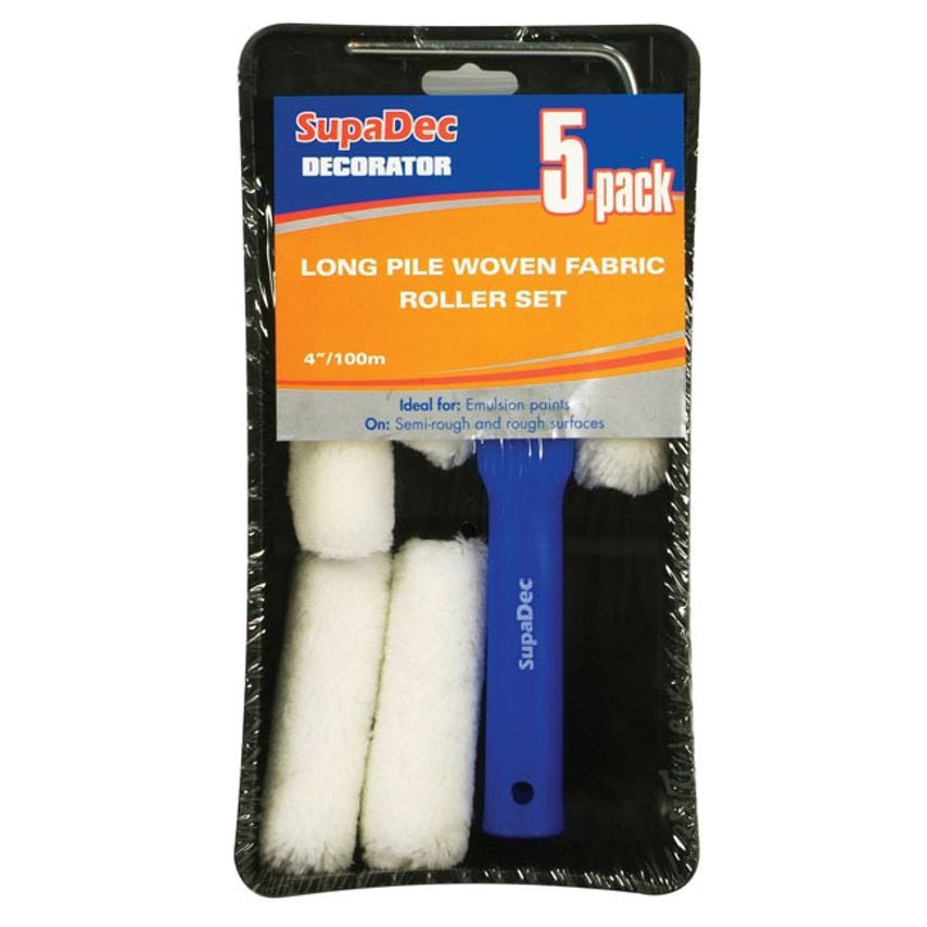 Long Pile Woven Fabric Roller Set of 4"/100mm Pack of 5