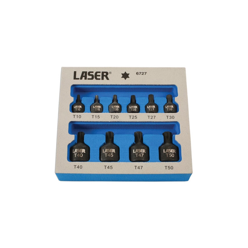 Low Profile Impact Star Socket Bit Set 1/4"D 3/8"D 9 Piece