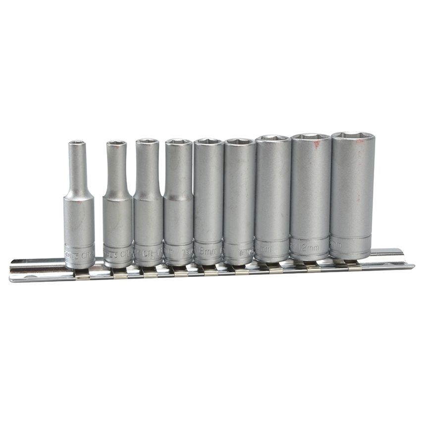 M1407 Deep Socket Clip Rail Set of 10 Metric 1/4in Drive TENM1407