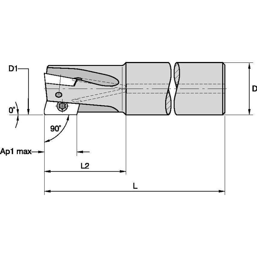 M1D100E1403C100L750 Indexable Toolholder MILL1-14D=1