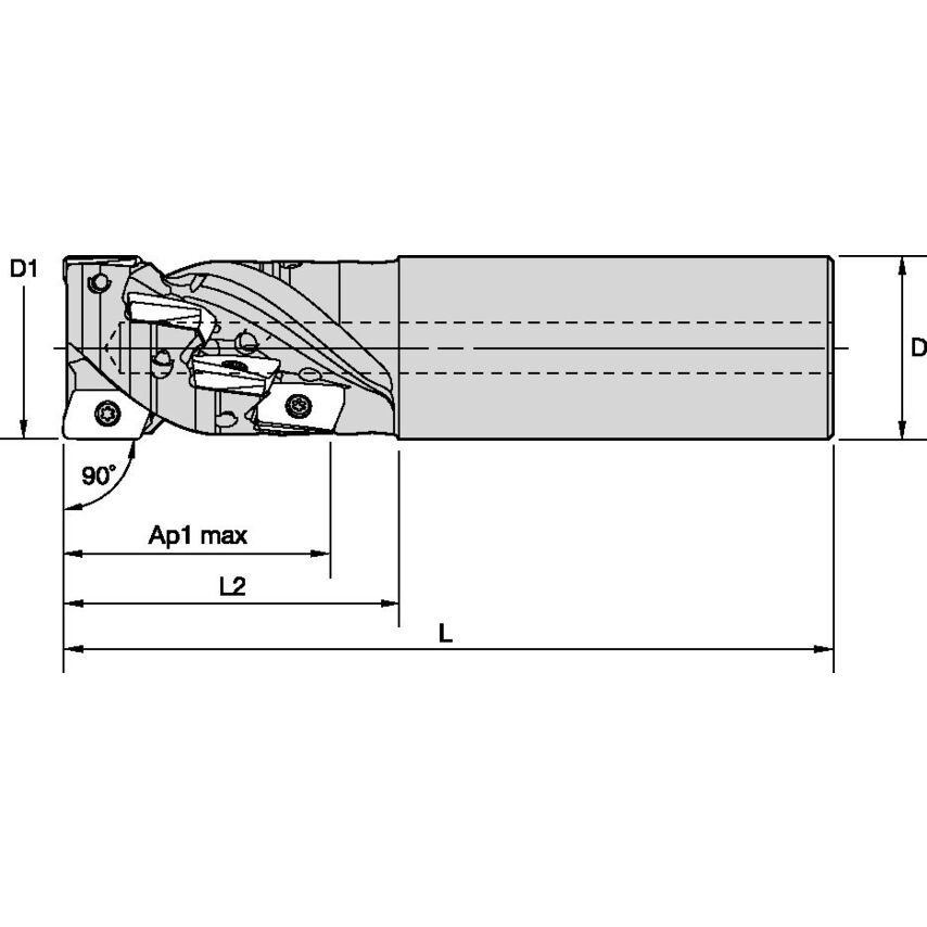 M1H20J02R28A20ED10C4 Mill 1-10 Helical D=20 Z=2