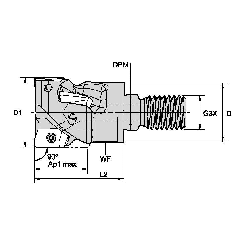 M1H32J03R40M16ED10C6 Mill 1-10 Helical D=32 Z=3