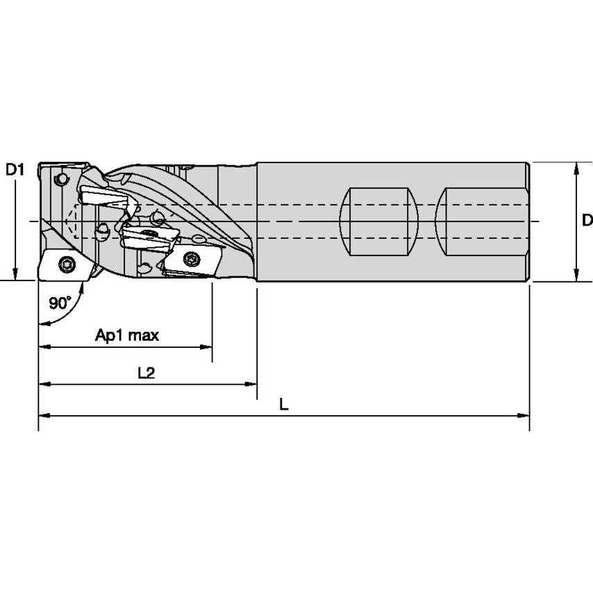 M1H32J03R54B32ED10C15 Mill 1-10 Helical D=32 Z=3