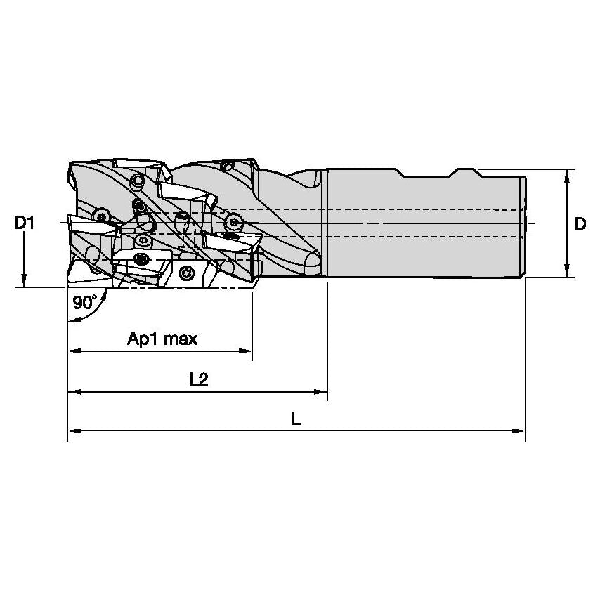 M1H40J3R80B32S90ED14C12 Mill 1-14 Helical End Mill D=4