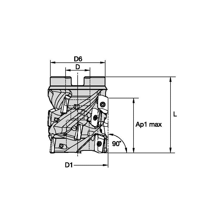 M1H50T03R60A22ED10C15 Mill 1-10 Helical D=50 Z=3